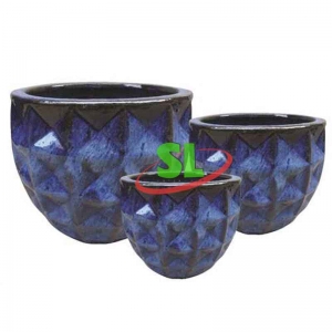 Diamond Blue Pots S/3