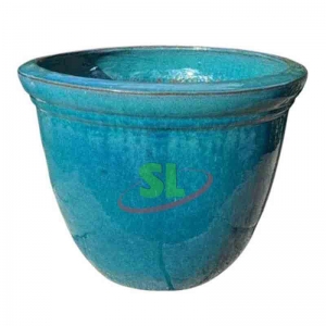 Round Green Glazed Pots